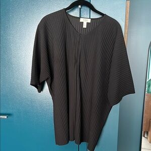 COS Black Zip Up Pleated Blouse Plisse